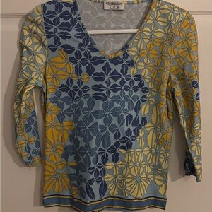 Averardo Bessi Green Multicolor Floral Top Italy‎ Size US 8